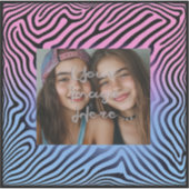 Retro Roze Blauw Gradient Zebra Stripe Foto Lijst Sticker (Voorkant)