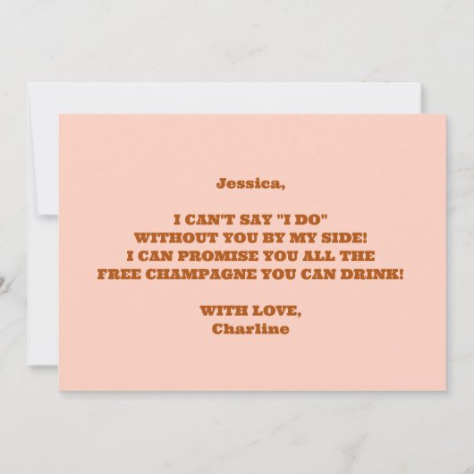 Retro Roze & Blauw Grappig Bruidsmeisje Voorstel Kaart (Achterkant)