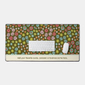 Retro Roze, Blauw & Groen Bloemen Aangepaste Tekst Bureaumat (Keyboard & Muis)