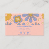 Retro Roze Blauw Groovy Bloemen Boho Girly Trendy Visitekaartje (Achterkant)