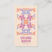 Retro Roze Blauw Groovy Bloemen Girly Boho QR Code Visitekaartje