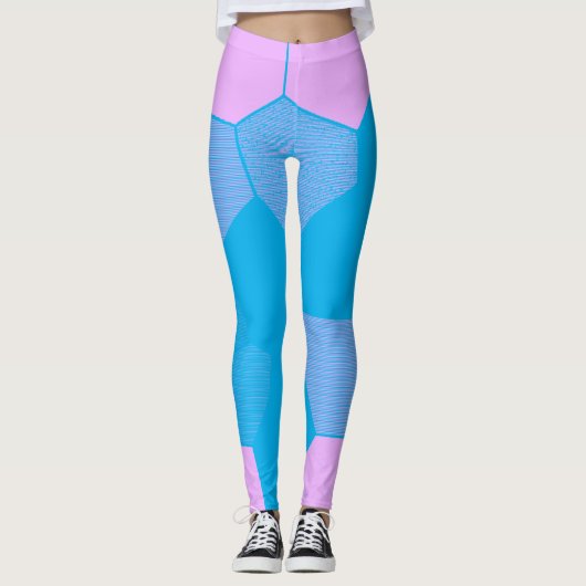 Retro Roze/blauw Leggings (Voorkant)