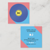 Retro roze blauw moderne muziek dj vinyl muzikant vierkante visitekaartje (Voorkant / Achterkant)
