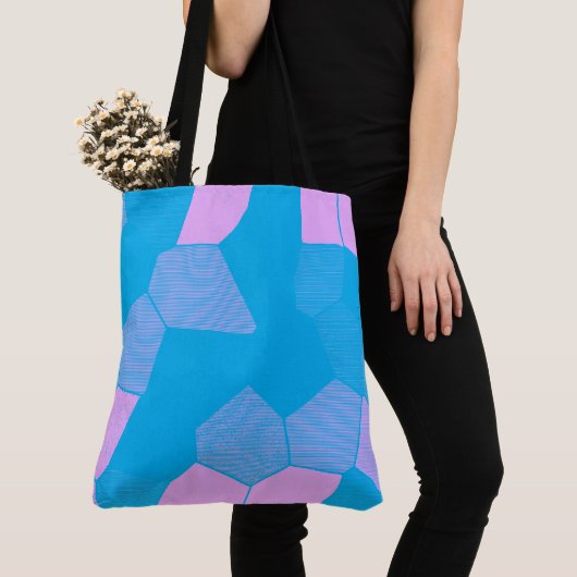 Retro Roze/blauw Tote Bag (Dichtbij)