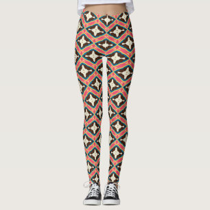 Retro Roze Blauwe Diamant Ster Patroon Leggings