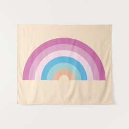 Retro roze, blauwe en oranje regenboog wandkleed