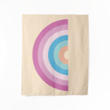 Retro roze, blauwe en oranje regenboog wandkleed