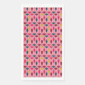 Retro roze, blauwe en rode wijn glas patroon servet (Voorkant)