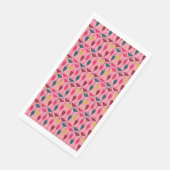 Retro roze, blauwe en rode wijn glas patroon servet (Hoek)