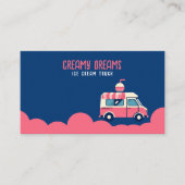 Retro Roze & Blauwe IJswagen in Beweging Visitekaartje