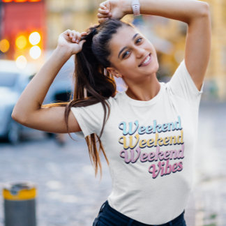 Retro Roze blauwe meisjes weekend getaway T-Shirt