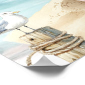 Retro Roze Blauwe Surfplank Zomer Stemming Waterve Poster (Hoek)