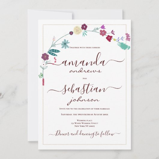 Retro roze blauwgroen rood goudbruin kaart (Voorkant)