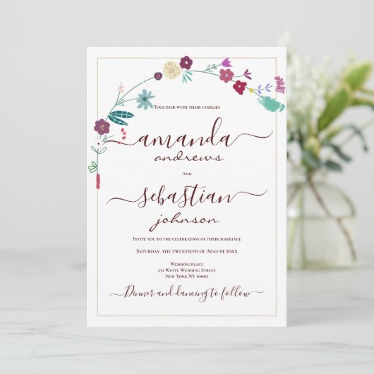 Retro roze blauwgroen rood goudbruin kaart (Staand voorkant)