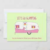 Retro Roze Blikhamer Caravan Glamping Kaart (Voorkant)