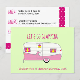 Retro Roze Blikhamer Caravan Glamping Kaart