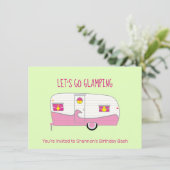 Retro Roze Blikhameranhanger Glamping Kaart (Staand voorkant)