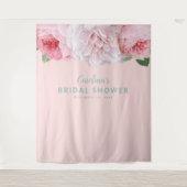 Retro Roze Bloem Bruidsfeest Backdrop Eenvoudig Wandkleed (Voorkant)