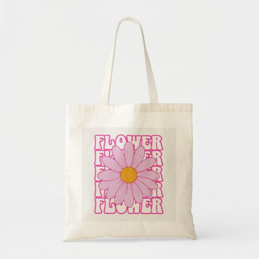 Retro Roze Bloem Grafisch Ontwerp Tote Bag (Voorkant)