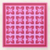 Retro roze bloem patroon drank glazen onderzetter (Voorkant)