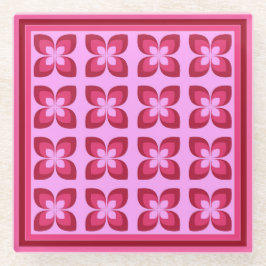 Retro roze bloem patroon drank glazen onderzetter