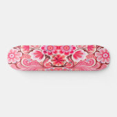Retro Roze Bloem Waterverf Girly Persoonlijk Skateboard (Horizontaal)