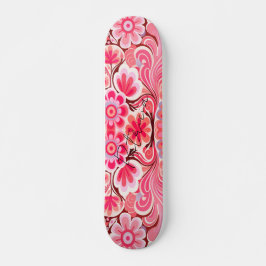 Retro Roze Bloem Waterverf Girly Persoonlijk Skateboard