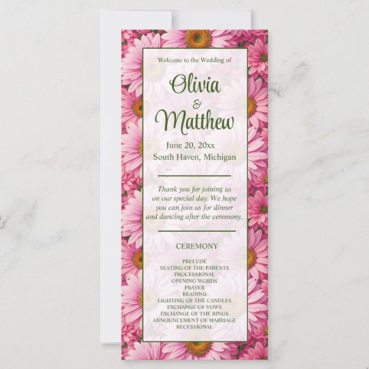 Retro roze bloemen daisy patroon (Voorkant)
