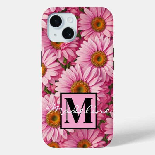 Retro roze bloemen daisy patroon Case-Mate iPhone case (Achterkant)