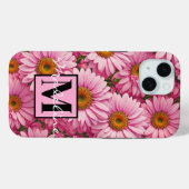 Retro roze bloemen daisy patroon Case-Mate iPhone case (Achterkant (horizontaal))