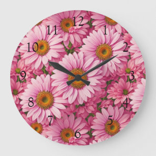 Retro roze bloemen daisy patroon grote klok