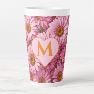 Retro roze bloemen daisy patroon latte mok
