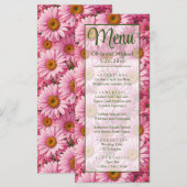 Retro roze bloemen daisy patroon menu (Voorkant / Achterkant)