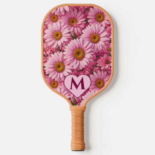 Retro roze bloemen daisy patroon pickleball paddle (Voorkant)