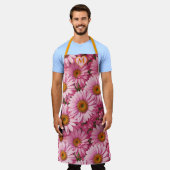 Retro roze bloemen daisy patroon schort (Gedragen)