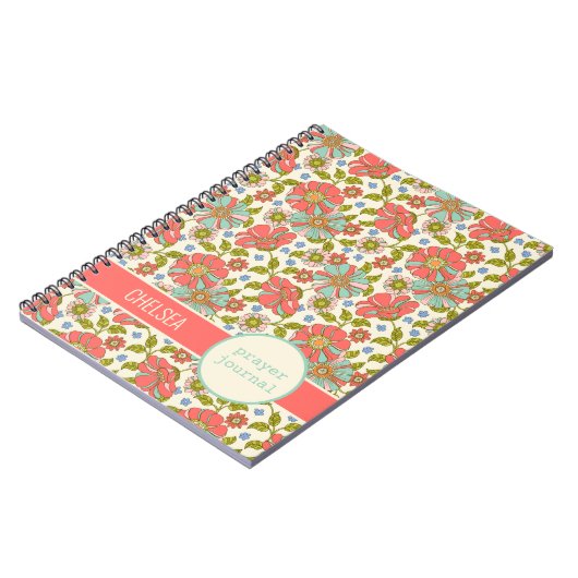 Retro Roze Bloemen Gepersonaliseerd Gebedsjournaal Notitieboek (Linkerzijde)
