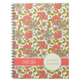 Retro Roze Bloemen Gepersonaliseerd Gebedsjournaal Notitieboek (Voorkant)