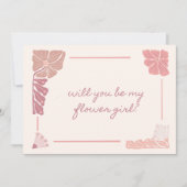 Retro Roze Bloemen Handgeschreven Bloemenmeisje Vo Kaart (Voorkant)