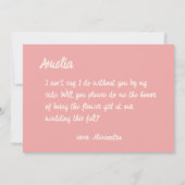 Retro Roze Bloemen Handgeschreven Bloemenmeisje Vo Kaart (Achterkant)