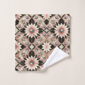 Retro Roze Bloemendiamant Mid Century Modern Bad Handdoek (Wasdoekje)
