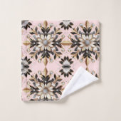 Retro Roze Bloemendiamant Mid Century Modern Bad Handdoek (Wasdoekje)