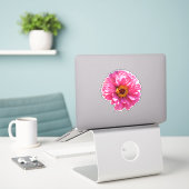 retro roze bloemenroze bloem roze Daisy zonnebloem Sticker (Laptop op bureau)