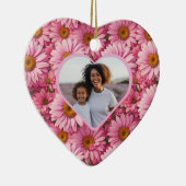 Retro roze bloemenroze madeliefjes foto template keramisch ornament (Rechts)