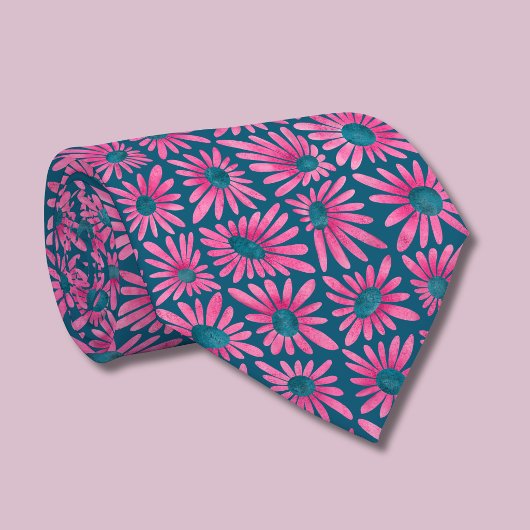 Retro Roze Bloemig Blokprint Margriet Stropdas