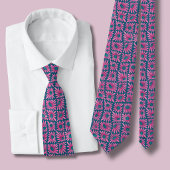 Retro Roze Bloemig Blokprint Margriet Stropdas