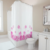Retro Roze Bloemige Boho Douchegordijn (In situ)