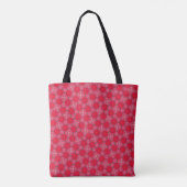 Retro Roze Bloemmotief Boodschappentas Tote Bag (Achterkant)