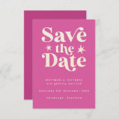 Retro Roze Boho Simple Save the Date Card (Voorkant / Achterkant)