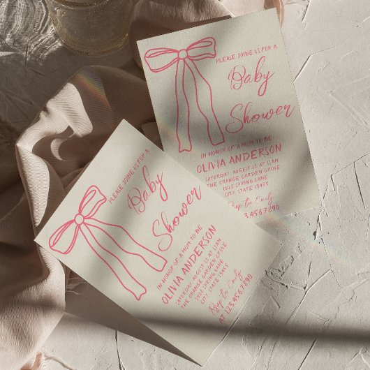 Retro roze boog hand getrokken geschreven baby mei kaart