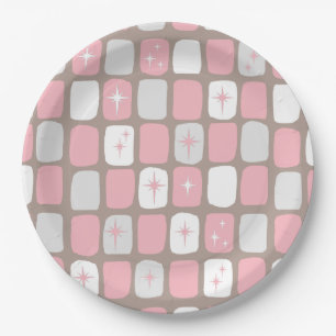 Retro Roze Borden van het Document Starbursts Papieren Bordje